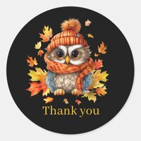 Fall Seasonal owl thank you business vendors  Classic Round Sticker