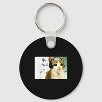 Cat Owl Funny Cursed Internet Trendy Meme Funny Me Keychain
