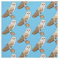 Barn owl bird cartoon illustration fabric
