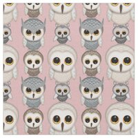 Cute Little Illustrated Owls Pattern Fabric