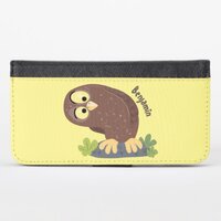 Cute curious funny brown owl cartoon illustration iPhone x wallet case