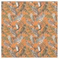 Vintage owls - Orange Fabric