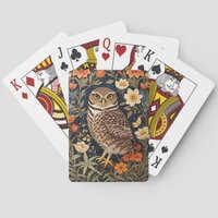Beautiful Burrowing Owl William Morris Inspired Poker Cards