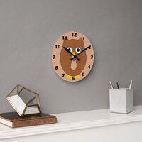 Brown Owl Design Round Clock