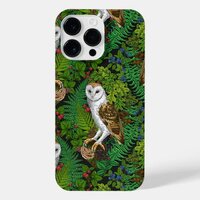 Owls, ferns, oak and berries iPhone 14 pro max case
