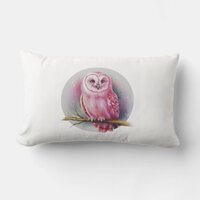 Rectangle Pink Owl Throw Pillow