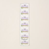 Lilac Owls Design Personalised Scarf