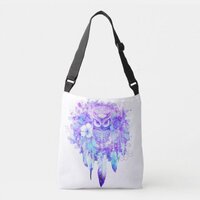 Owl Totem Dreamcatcher Floral Feather Purple Tint Crossbody Bag