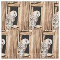Watercolor Barn Owl Bird Nature Art Fabric
