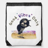 Good Vibes Only with Curious Owl Drawstring Bag