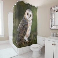 Western Barn Owl - Migned Watercolor Painting  Shower Curtain
