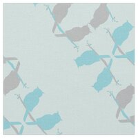graphic owls outline repeat teal grey pattern fabric
