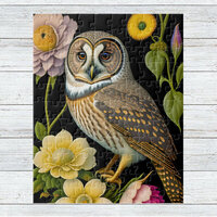 Owl Yellow Floral Artwork Jigsaw Puzzle
