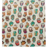 Cute Owl Pattern Shower Curtain