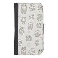 Pattern with owls galaxy s4 wallet case