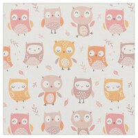 Cute Little Owls in muted colors Fabric