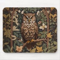 Majestic Great Horned Owl Forest Mouse Pad
