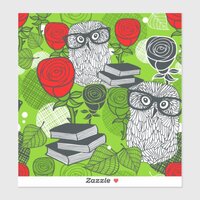 Owl in red roses sticker