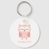 Pink Owl cute customized Keychain