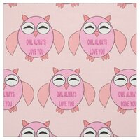 Cute Love Message Owl Patterned Craft Fabric