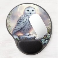 Snowy Owl in Moonlit Winter Garden Gel Mouse Pad