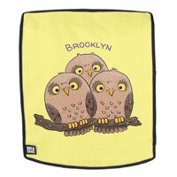 Cute baby owl trio cartoon illustration backpack
