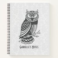 Black & White Abstract Owl Notebook