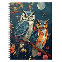 Vintage owl art notebook