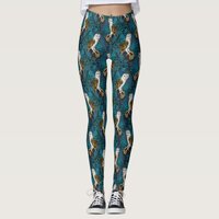 Owls, ferns, oak and berries 3 leggings