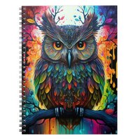 Psychedelic Fantasy Hippy Owl Notebook