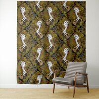 Owls, ferns, oak and berries 2 tapestry