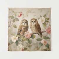 Shabby Chic Elegant Owls Tapestry