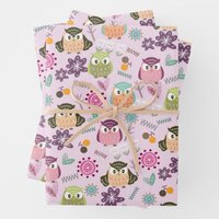 Owl Pink Wrapping Paper