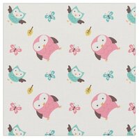 Spring Owls and Butterflies Fabric