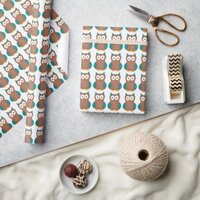 Fun Cartoon Barn Owl Cute Bird Brown Animal Print Wrapping Paper