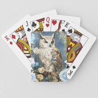 Owl and Blue Roses Poker Cards