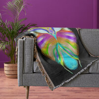 Black and Multicolor Oracle Owl Throw Blanket