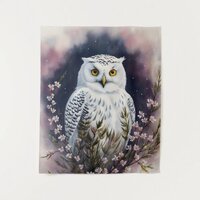 White Owl Floral Night Portrait Tapestry