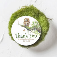 Woodland Animals Little Owl Mossy Wild Thank You Classic Round Sticker