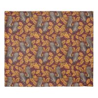 Autumn owls on dark red duvet cover