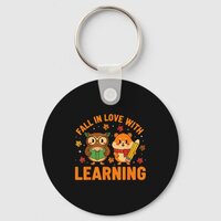 Fall In Love With Learning Vintage Owl And Hamster Keychain