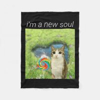 Funny Meowl Meme, Cat Owl Meme Brainrot Gen Alpha  Fleece Blanket