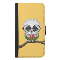 Customizable Nerdy Welsh Baby Owl Chic Samsung Galaxy S5 Wallet Case