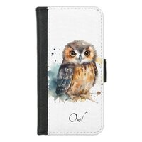 Cute owl in watercolor iPhone 8/7 wallet case