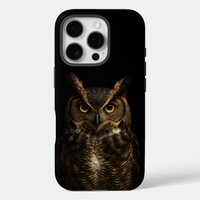 Black 4 Luxe iPhone 16 Pro Mate, Golden Eye Owl iPhone 16 Pro Case
