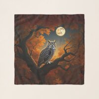 Great Horned Owl in Autumn Scarf