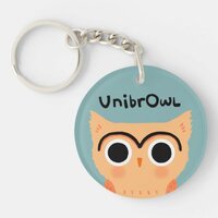 UnibrOwl Unibrow Owl | Funny Cute Eyebrows Owl Keychain