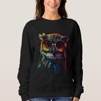 Owl Artwork Animal Glasses Colourful Bird Owl Sweatshirt