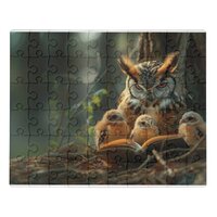 An owl reading a book to little chicks jigsaw puzzle