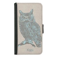 Hipster Blue Owl Samsung S5 Wallet Case